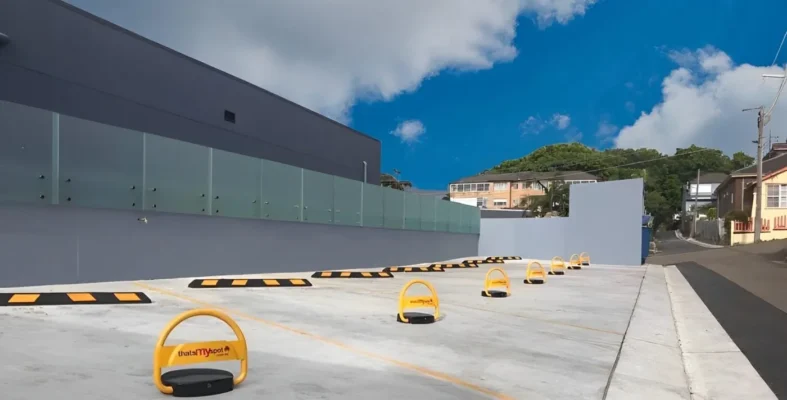 Remote control parking bollard in carpark